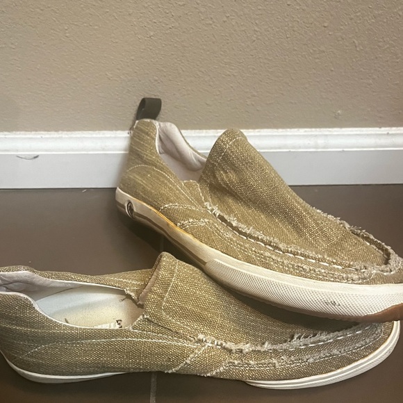 MARGARITAVILLE Men's Dock Chambray Slip on Canvas Deck Boat Shoe Khaki 11 EUC - Picture 8 of 8